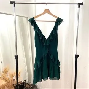 Tobi Dresses Tobi Queen B Ruffle Skater Dress In Emerald Green Poshmark